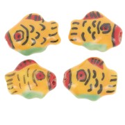 12x15mm Ceramic fish bead - Yellow - Red x1