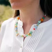 12x15mm Ceramic fish bead - Yellow - Red x1