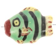 12x15mm Ceramic fish bead - Light green - Yellow x1|raw }}