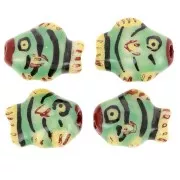 12x15mm Ceramic fish bead - Light green - Yellow x1