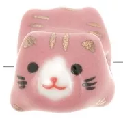 11x16mm Ceramic cat bead - Pink x1