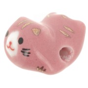 11x16mm Ceramic cat bead - Pink x1