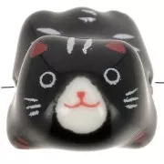 11x16mm Ceramic cat bead - Black x1