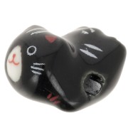 11x16mm Ceramic cat bead - Black x1