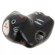 11x16mm Ceramic cat bead - Black x1
