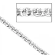 Aluminium Chain belcher links 4mm Rhodium tone x1m