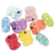 11x14mm Ceramic elephant beads - Multicolored x10|raw }}