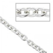 Aluminium Chain oval links 5mm Rhodium tone x1m