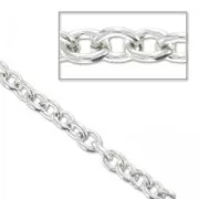 Aluminium Chain oval links 5mm Rhodium tone x1m