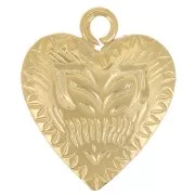 11x9mm Graphic Heart Charm - Gold filled x1