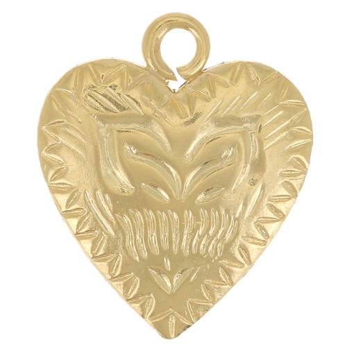 11x9mm Graphic Heart Charm - Gold filled x1