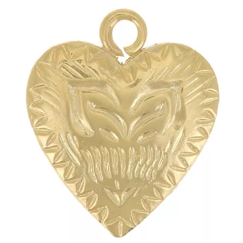 11x9mm Graphic Heart Charm - Gold filled x1