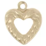 10x9mm rope-effect hollow heart charm - Gold filled x1