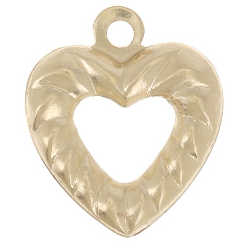 10x9mm rope-effect hollow heart charm - Gold filled x1