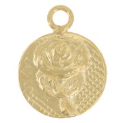 8mm round charm - rose - Gold filled x1