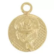 8mm round charm - rose - Gold filled x1