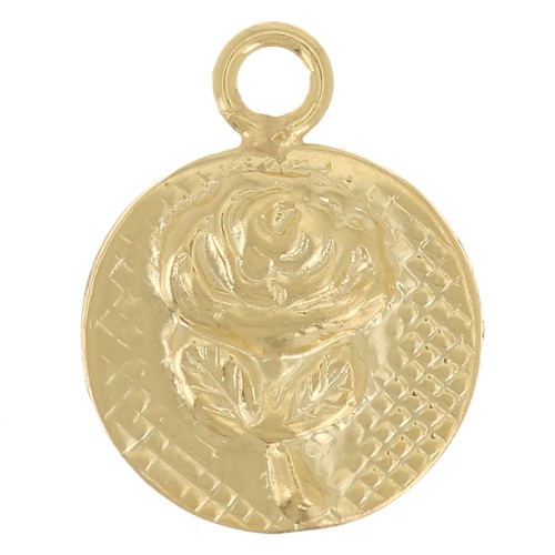 8mm round charm - rose - Gold filled x1