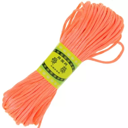 2mm Polyester rat tail cord - Neon Coral x20m