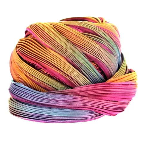 silk twill ribbon Shibori Tropical Pink Borealis x10cm