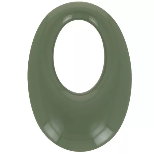 33x23mm Oval hollowed-out pendant in opaque resin - Dark green x1