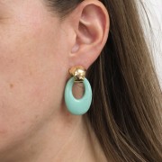 33x23mm Oval hollowed-out pendant in opaque resin - Dark green x1