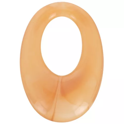 33x23mm Oval hollowed-out pendant in clear resin - Apricot marble x1