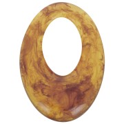 33x23mm Oval hollowed-out pendant in clear resin - Marbled amber x1