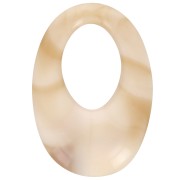 33x23mm Oval hollowed-out pendant in opaque resin - Marbled beige - brown x1