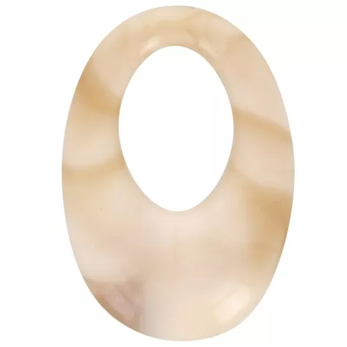 33x23mm Oval hollowed-out pendant in opaque resin - Marbled beige - brown x1