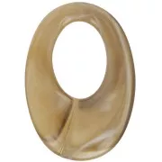 33x23mm Oval hollowed-out pendant in clear resin - Light brown marbled x1