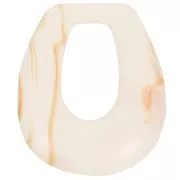 28x25mm Hollow drop pendant in opaque resin - Marbled Beige x1