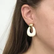 28x25mm Hollow drop pendant in translucent resin - Marbled Amber x1