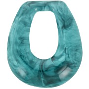 28x25mm Hollow drop pendant in translucent resin - Marbled Turquoise Green x1