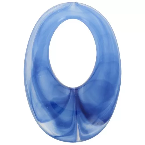 33x23mm Oval hollow pendant in translucent resin - Marbled Royal Blue x1