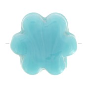 17mm glass flower bead - Blue Marble x1