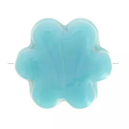 17mm glass flower bead - Blue Marble x1