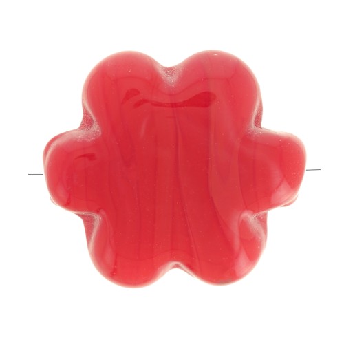 17mm glass flower bead - Marbled Red x1