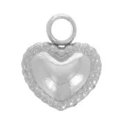 6x5mm 304L stainless steel Worked heart charm x1