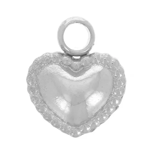 6x5mm 304L stainless steel Worked heart charm x1