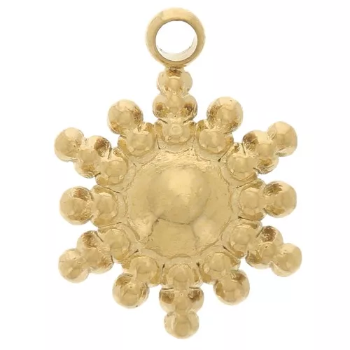8mm 304L stainless steel Sun charm with small balls - Gold x1