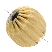 6 mm ribbed round bead - 304 stainless steel, gold-plated x1|raw }}