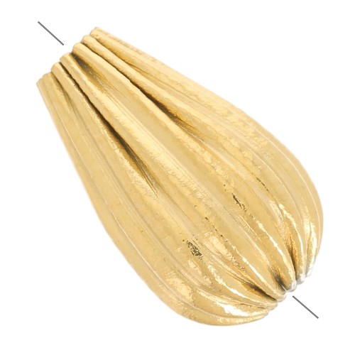 10x6mm Stainless steel 316L Ribbed drop bead - Gold x1
