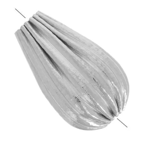 10x6mm 316L stainless steel Ribbed drop bead x1