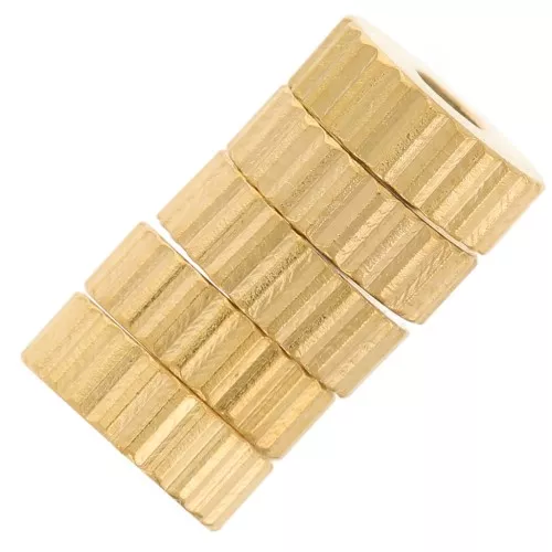 6mm 316L stainless steel ribbed washer beads - Gold x5