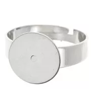 12mm Adjustable ring tray for round cabochon flat base - Silver Tone x1