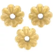 Flower rondelle beads 6 mm - Gold-plated 316L stainless steel x5