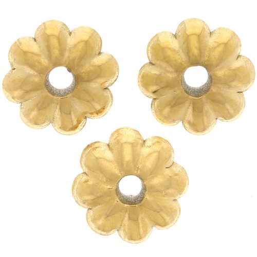 Flower rondelle beads 6 mm - Gold-plated 316L stainless steel x5