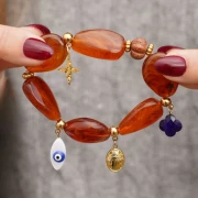 6mm 316L stainless steel Flower rondelle beads - Gold x4