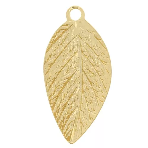 15x7.5mm Leaf charms - Gold Tone x10
