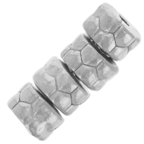 5mm 304L stainless steel Worked rondelle beads x4